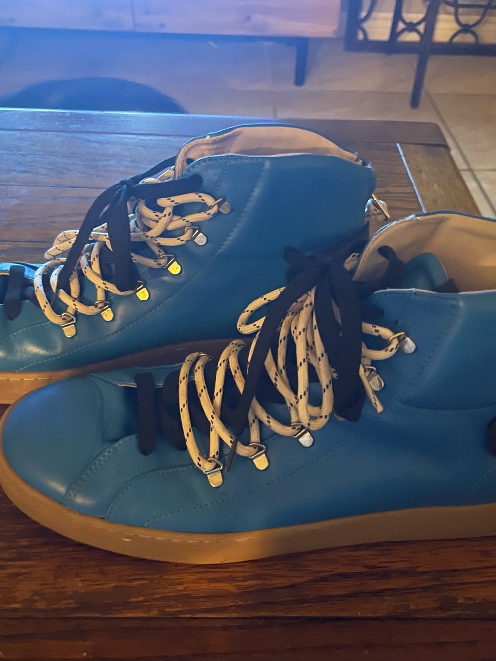 Dolce & Gabbana Blue Leather High-Top Sneakers Men’s Size 11 Made in Italy